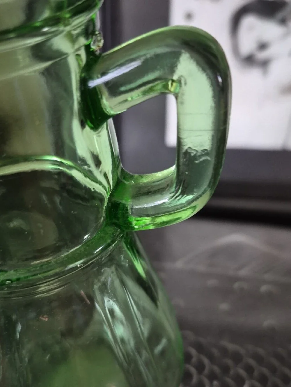 Hazel Atlas Green Uranium Glass Creamer Pitcher